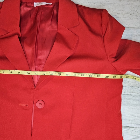 Sophie & Trey Womens Red Double-Breasted Blazer Jacket Size Large Modern Classic - Picture 9 of 14